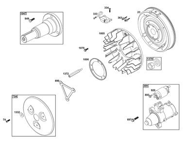 Flywheel/Ignition/Starter Group Diagram and Parts List for 61A277-0110-J1  Briggs and Stratton Engine